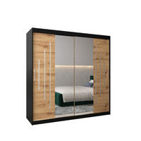 SCHWEBETÜRENSCHRANK 200/200/62 2-türig - Silberfarben/Schwarz, Holz/Kunststoff (200/200/62cm) - Abiks Möbel