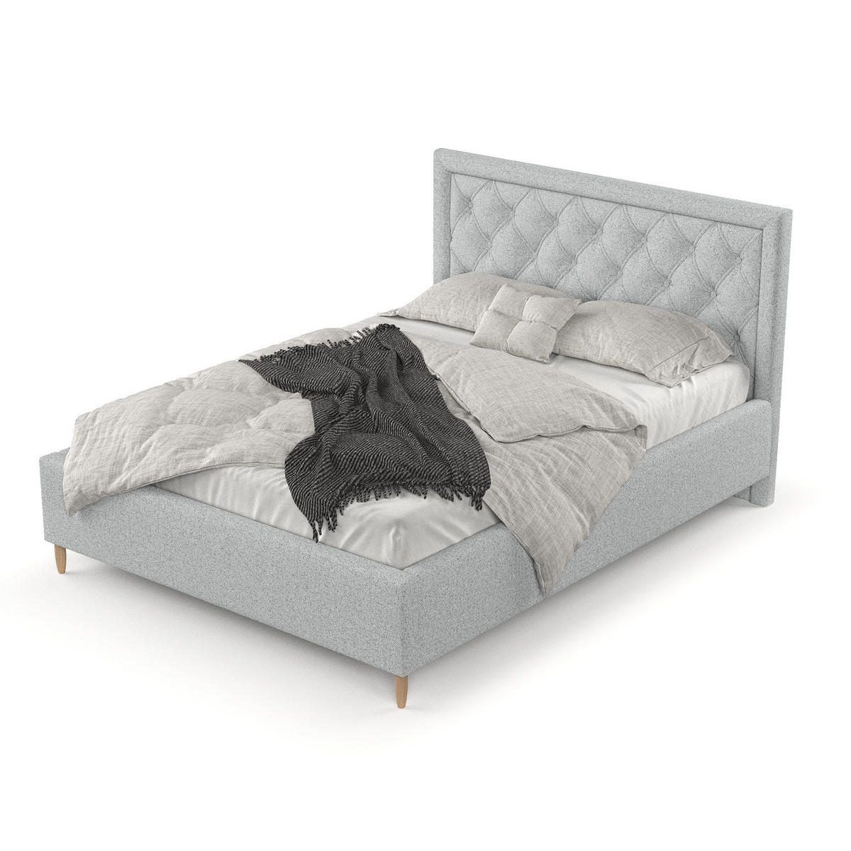 POLSTERBETT Lido 120/200 cm Hellgrau im Riva Stoff - Hellgrau/Naturfarben, Holz/Holzwerkstoff (120/200cm) - AltaBeds
