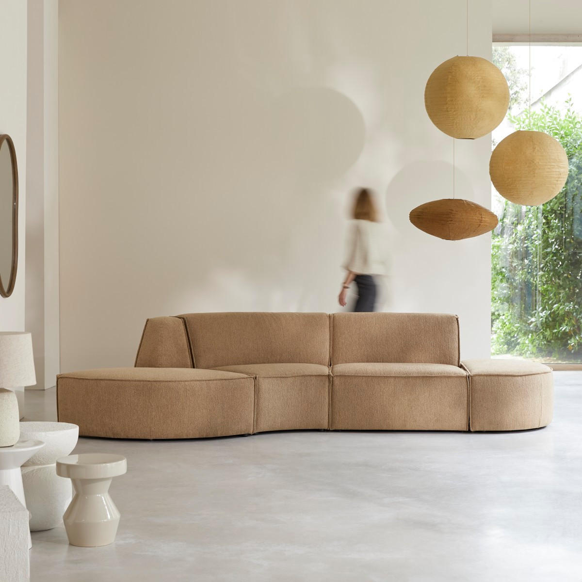 SOFA Dario Braun aus Stoff - Braun, Textil (365/75/115cm) - Tikamoon