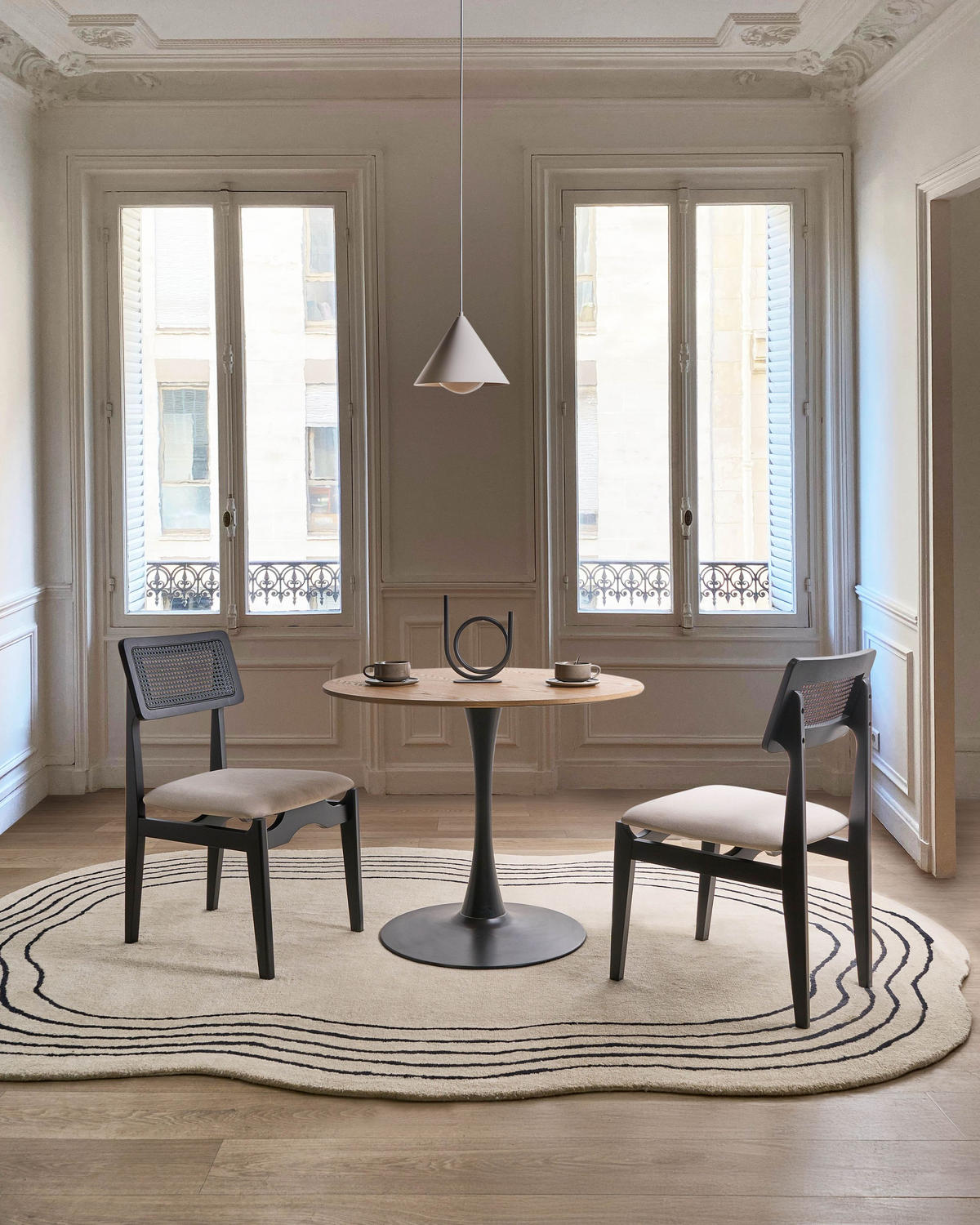 ESSZIMMERSTUHL 2er-Set Hellbeige Rubonia - Schwarz, Holz (48/81/59cm) - Beliani