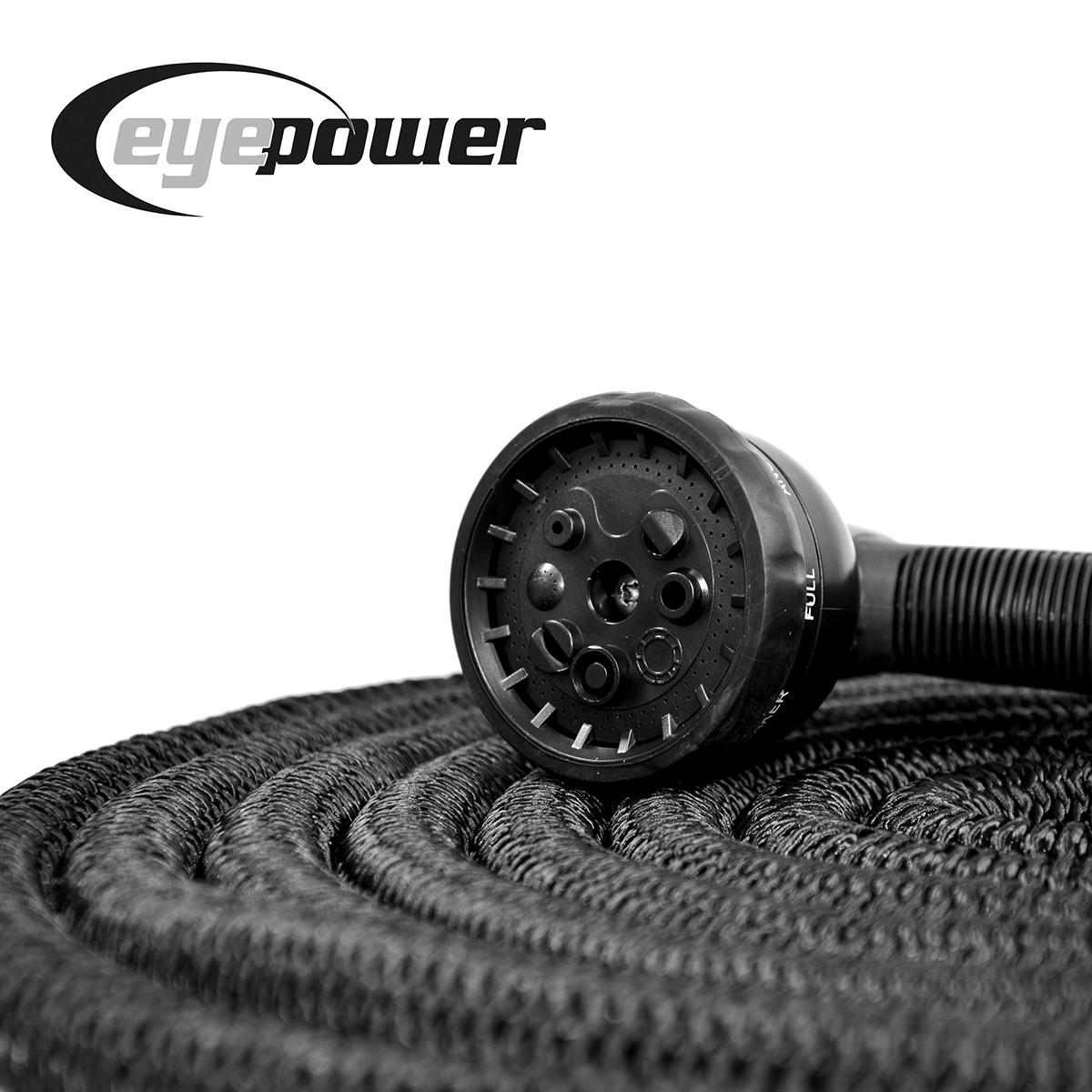 FLEX-GARTENSCHLAUCH 7m inkl. 7fach Multifunktions-Sprühkopf - Schwarz, Kunststoff (750cm) - eyepower