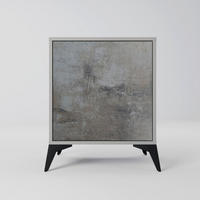 SIDEBOARD CONCRETE WALL, Grau, 57,5x42x70,5 cm, Schwarze Metall-Sternfüße - Multicolor/Schwarz, Holzwerkstoff/Metall (57.5/70.5/42cm) - SpaceRebels