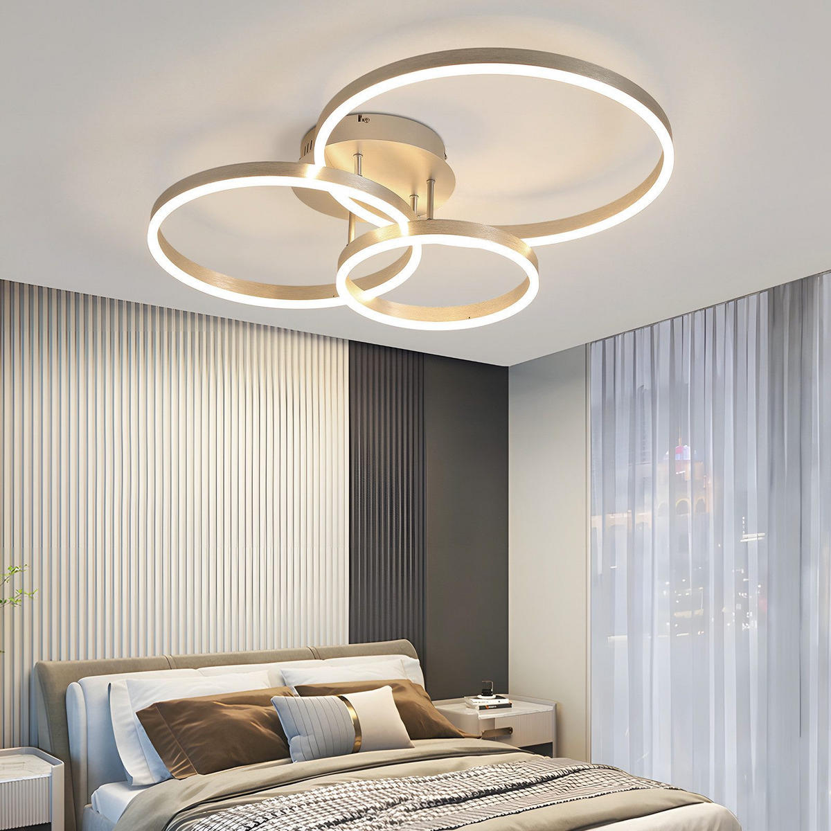 LED závěsné světlo Claudia III 82/58/24 cm - šedá, kov (82/58/24cm) - Nettlife