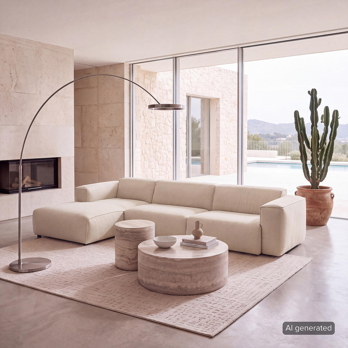 3-SITZER ECKSOFA mit Longchair - Beige/Schwarz, Kunststoff/Textil (317/173cm) - home24