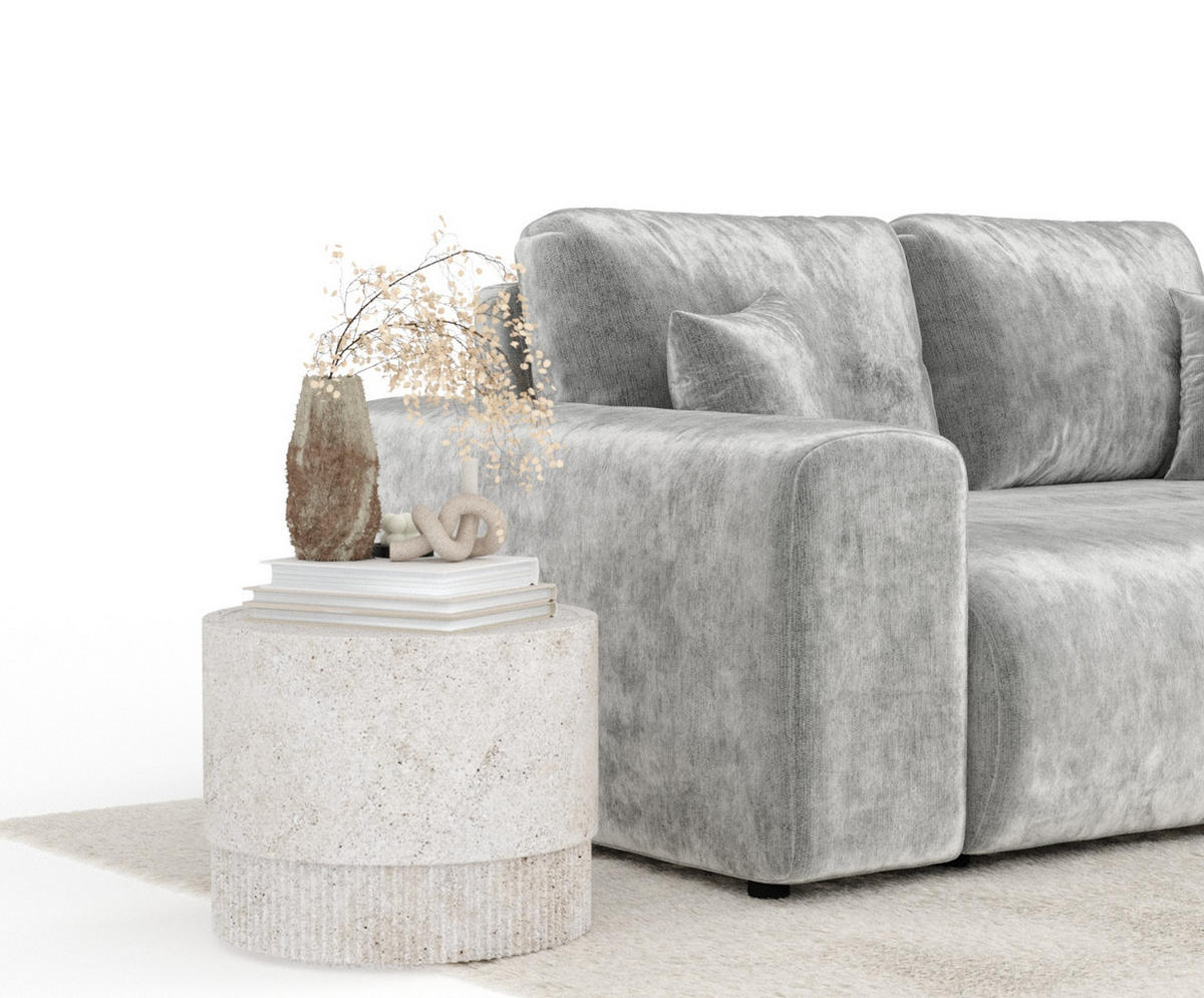 2-SITZER-SOFA Zanzibar Hellgrau Chenille - Hellgrau/Schwarz, Holz/Holzwerkstoff (178/79/108cm) - Maison de Reve