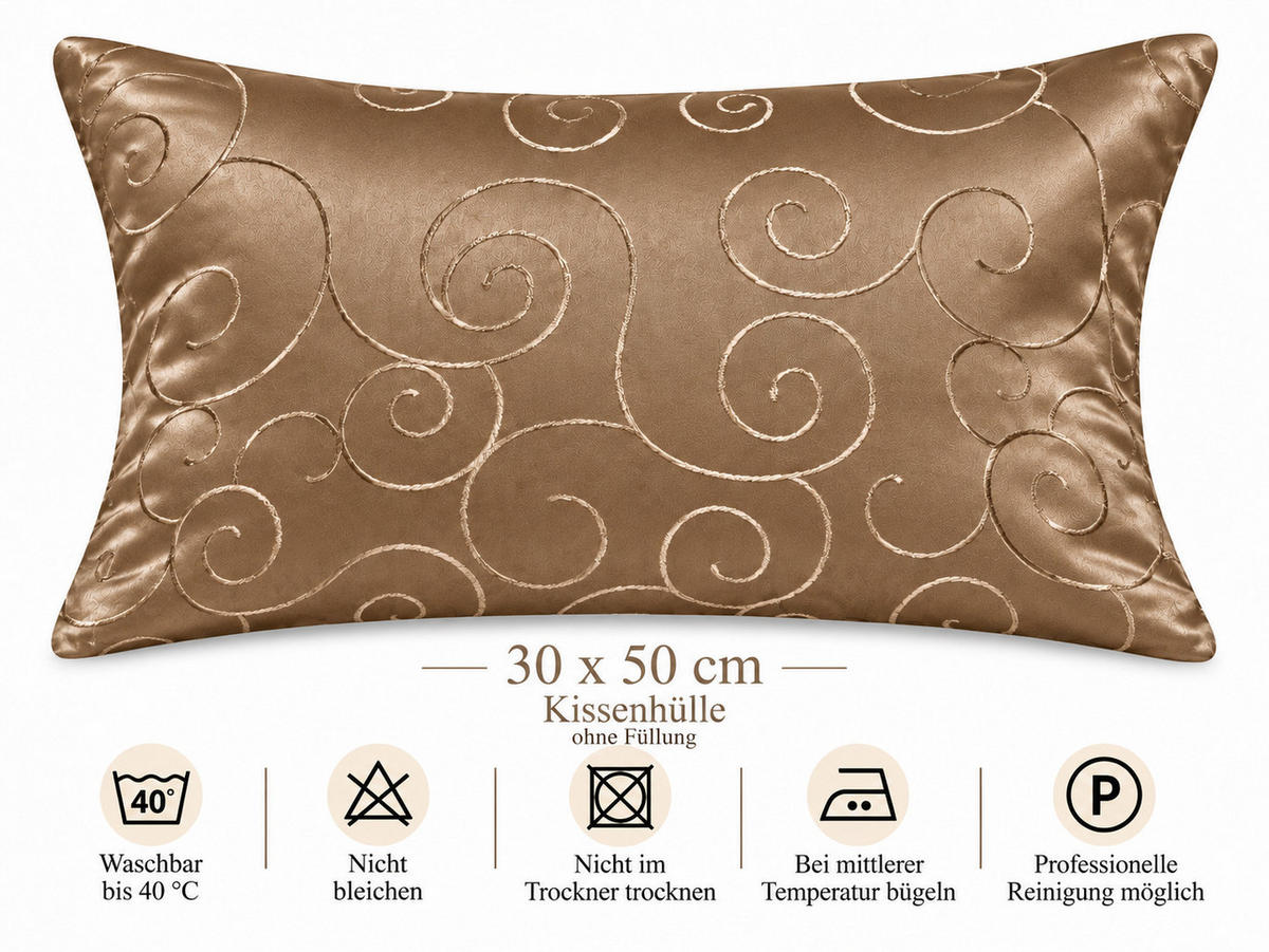 KISSENBEZUG 30x50 cm Hellbraun Damast Circle - Hellbraun, Textil (30/50cm) - TiborTex