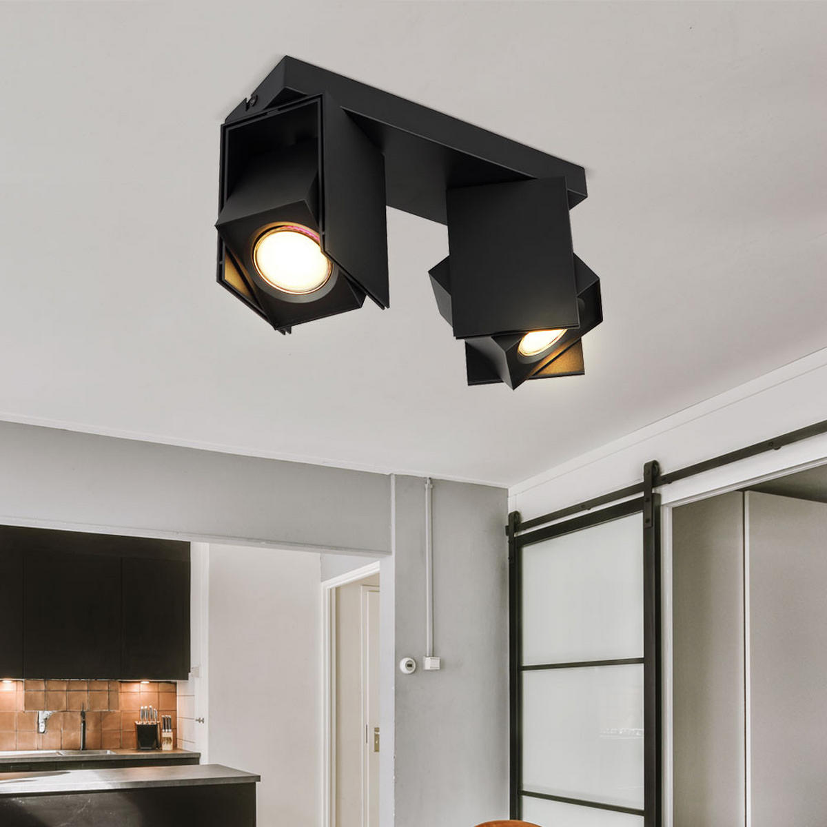 LED DECKENLEUCHTE RORY Schwarz Metall - Schwarz, Metall (25.6/8.4/15.7cm) - Globo Lighting