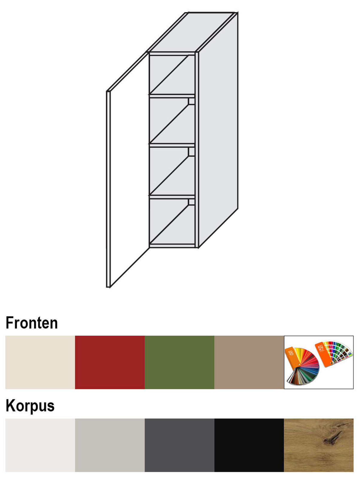 HÄNGESCHRANK Brerra W4/20 Weiß / RAL 3002 karminrot Hochglanz 20 / 32,5 / 96cm - Rot/Weiß, Holz/Holzwerkstoff (20/96/32.5cm) - Feldmann-Wohnen
