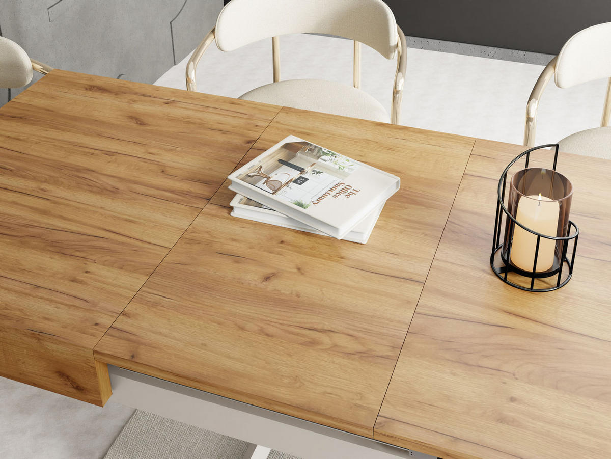 COUCHTISCH Cavetta U höhenverstellbar ausziehbar, Craft Eiche 120-200/80/27-76 cm - Kaschmir/Eiche Wotan, Holzwerkstoff/Metall (80/120/76cm) - WFL GROUP