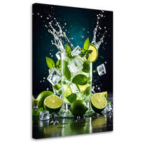 LEINWANDBILD Limetten-Mojito-Cocktail mit Früchten 40x60cm - Grün, Textil (40/60cm) - Feeby