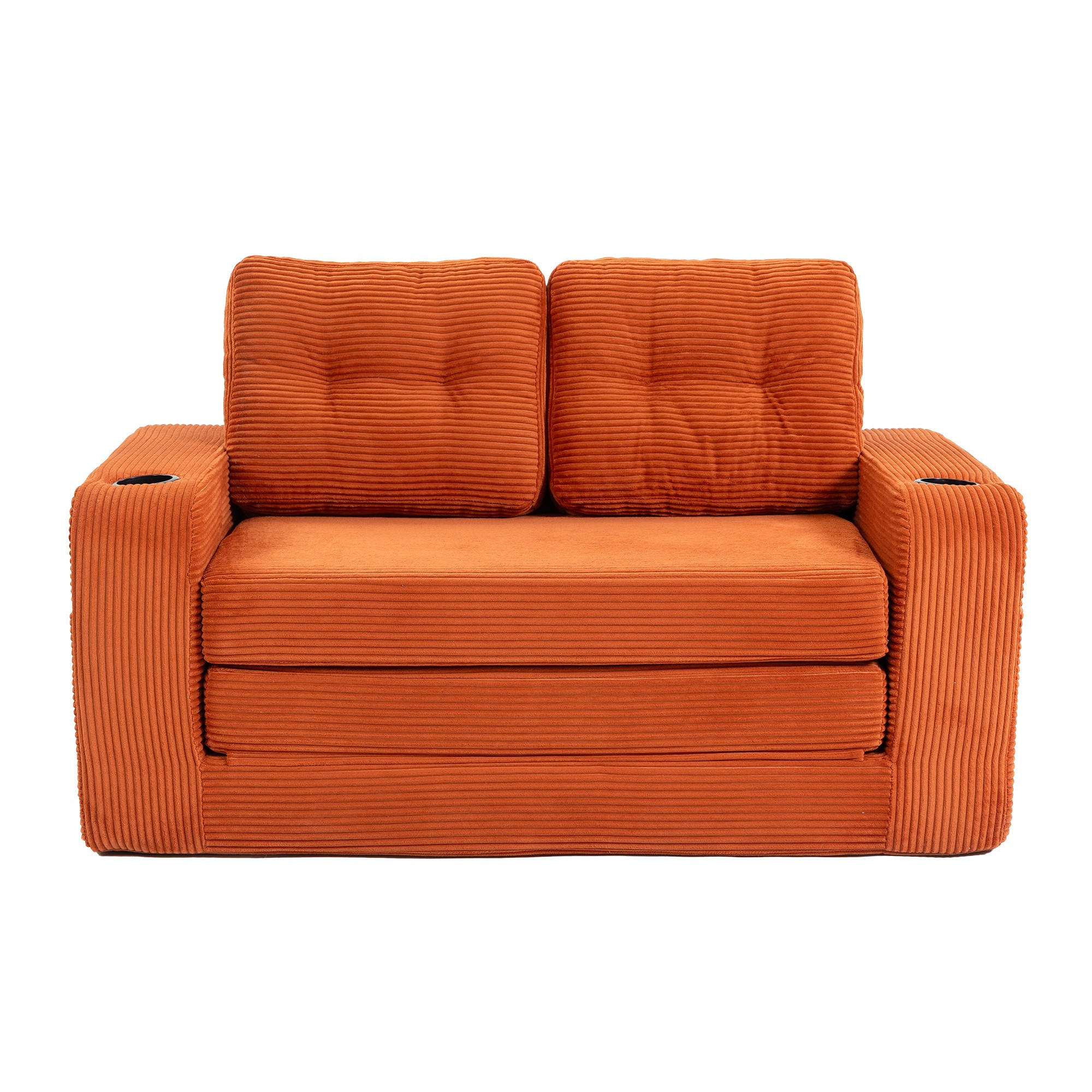 SCHLAFSOFA 2-Sitzer Sofa mit 2 Zierkissen,Lounge Sofa,Polstersofa,Cord,Orange - Orange, Textil (136/82.5/80cm) - LVHOM