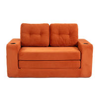 SCHLAFSOFA 2-Sitzer Sofa mit 2 Zierkissen,Lounge Sofa,Polstersofa,Cord,Orange - Orange, Textil (136/82.5/80cm) - LVHOM