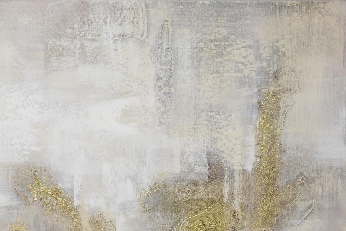 RUČNE MAĽOVANÝ AKRYLOVÝ OBRAZ 80/80 cm, sivý/zlatý, abstraktný geometrický motív - sivá/zlatá, drevo/textil (80/80cm) - KUNSTLOFT