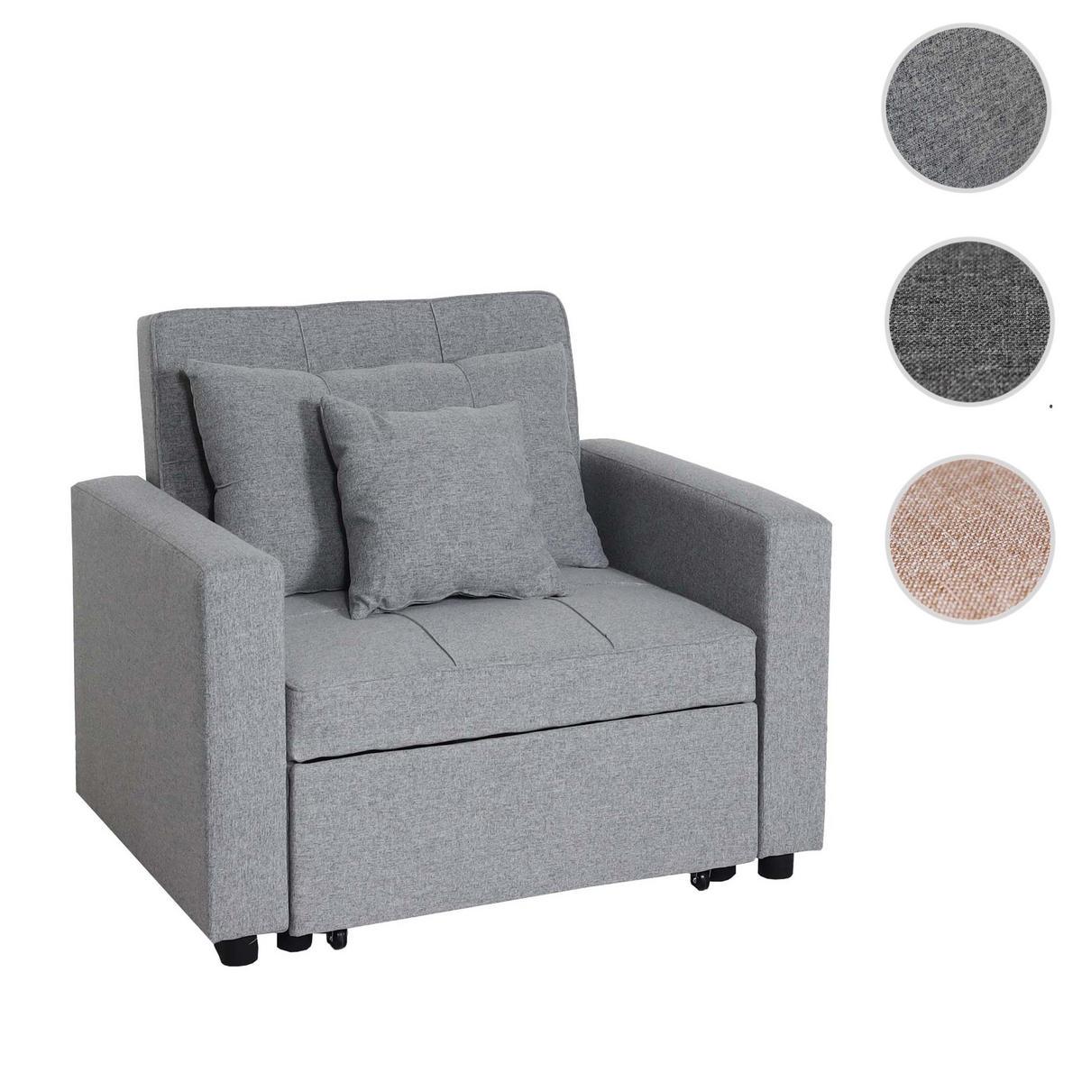 SCHLAFSESSEL Grau - Hellgrau, Textil (197/90/103cm) - MCW