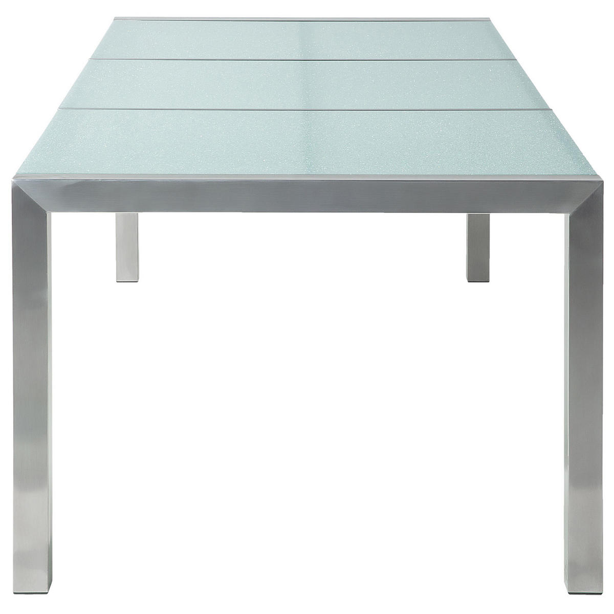 GARTENTISCH Edelstahl/Crashglas 220/100 cm Grosseto - Transparent/Silberfarben, Glas (220/100/74cm) - Beliani