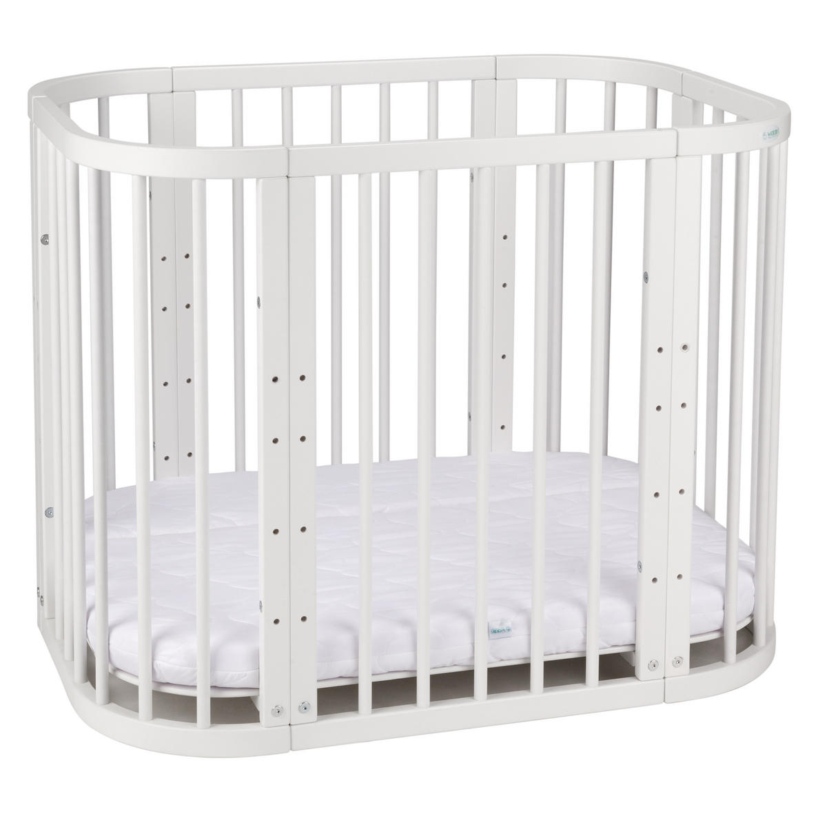 BABYBETT WHITE, 5in1 mit Matratze - Weiß, Holz (65.5/92cm) - waldin