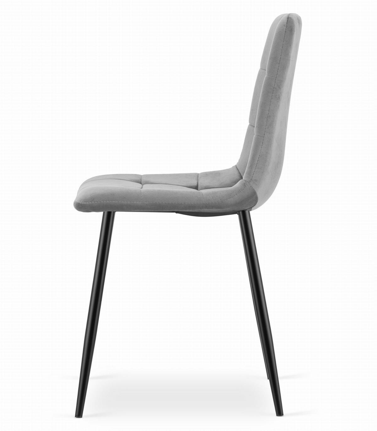 STUHL CETARA 1 Stück, Grau, Schwarz, mit Samtstoff gepolstert - Hellgrau, Textil/Metall (45/87/51cm) - Komodee