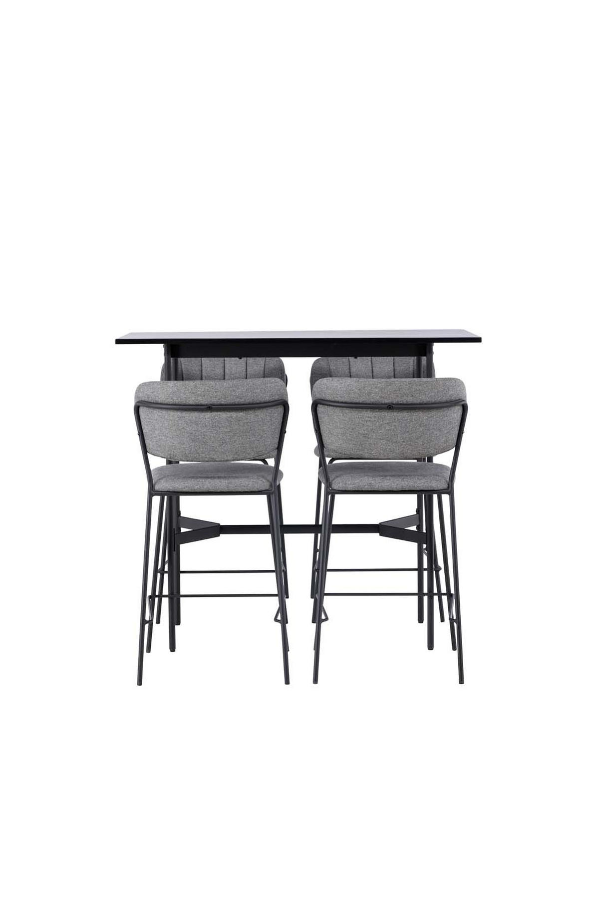 BARTISCHSET, Rax, Tisch Schwarz, Stühle Grau, MDF, 60 x 120 x 105 cm, 5-teilig - Schwarz, Holzwerkstoff (60/105/120cm) - ebuy24