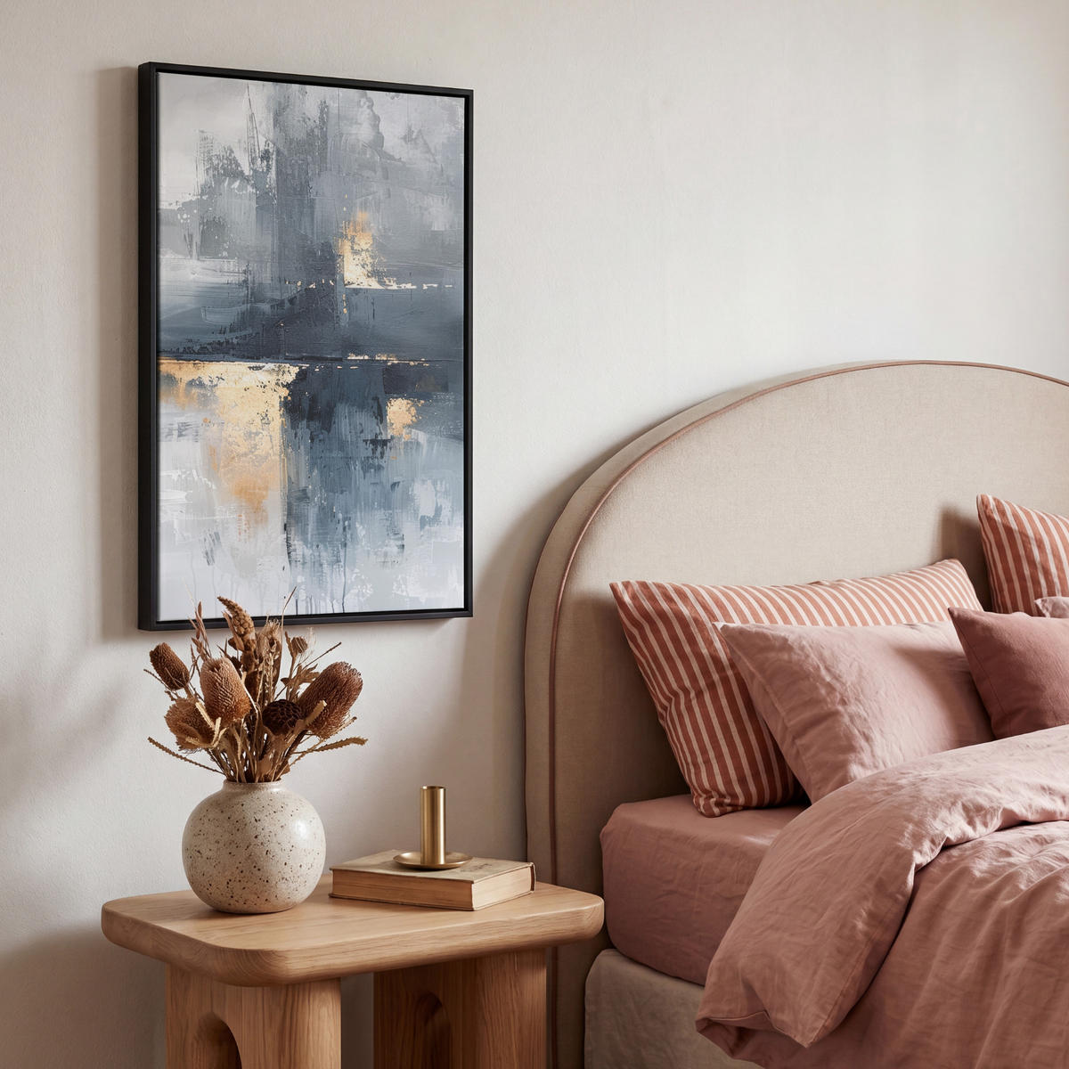 LEINWAND Bilder mit Rahmen - Kunst - Grau - Gold - Abstrakt - 40x60 - Dunkelgrau, Textil (40/60cm) - MuchoWow