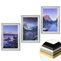 WANDBILDER 3er Set - 40x60 cm Silberner Rahmen - Berglandschaften, Sonnenuntergang, Wasser - Silberfarben, Kunststoff (40/60cm) - ArtPrintCave