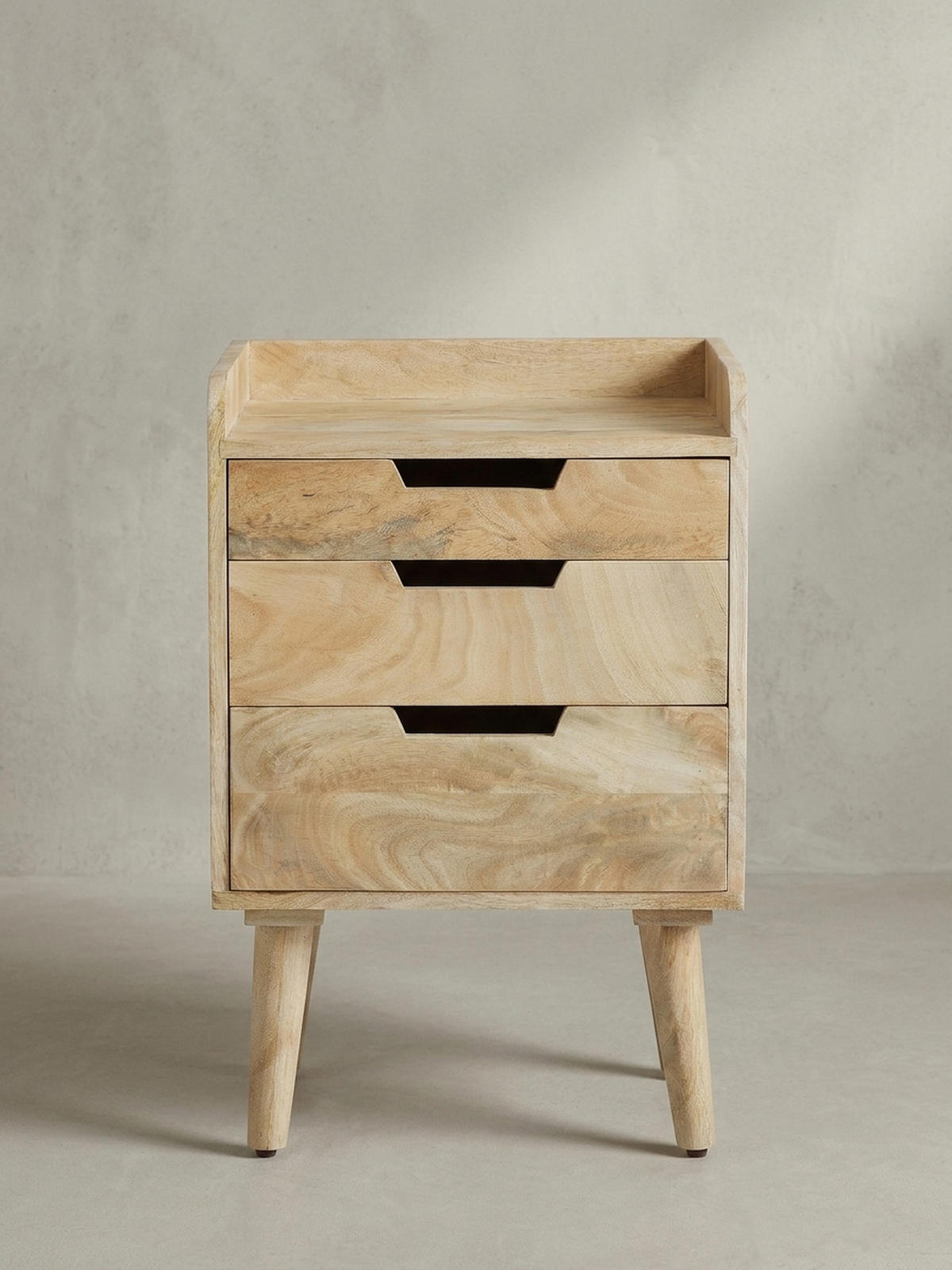 NACHTTISCH – Mango Massivholz, 45x33x63 cm, Hellbraun, 3 Schubladen, Ablage - Braun, Holz (45/63/33cm) - KADIMA DESIGN