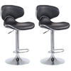 BARHOCKER 2er Set Lederlook schwarz - Chromfarben/Schwarz, Textil/Metall (46/88/49cm) - CLP