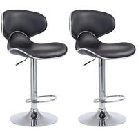 BARHOCKER 2er Set Lederlook schwarz - Chromfarben/Schwarz, Textil/Metall (46/88/49cm) - CLP
