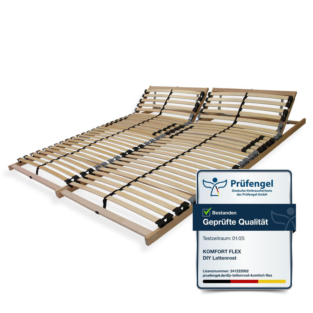 LATTENROST verstellbar, Buche, SET 200x200 cm (bestehend aus 2x 100x200 cm) - Buchefarben/Braun, Holz (200/200cm) - Sleepneo