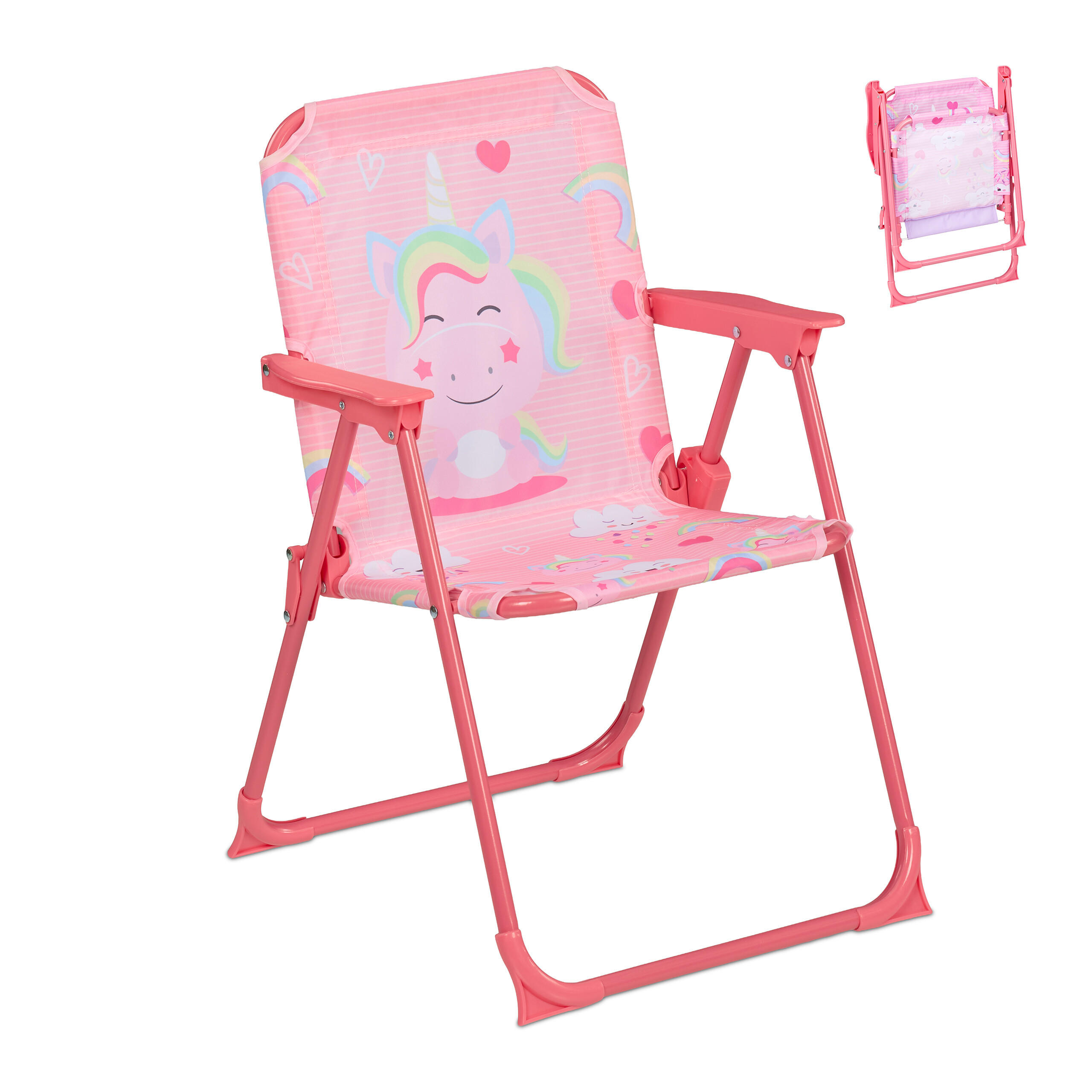 KINDER-KLAPPSTUHL - Rosa, Textil/Metall (36/51.5/37.5cm) - Relaxdays
