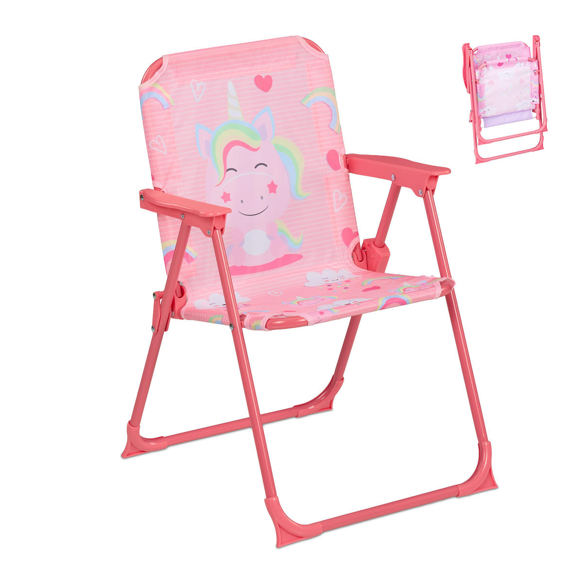 KINDER-KLAPPSTUHL - Rosa, Textil/Metall (36/51.5/37.5cm) - Relaxdays