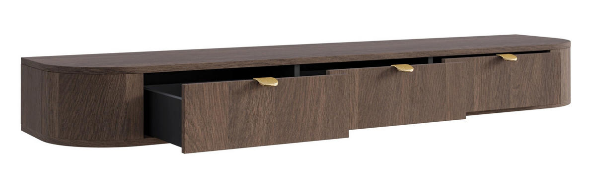 TV stolek Coru Slim, dub, 175 cm - tmavě hnědá, kov/kompozitní dřevo (175.4/20/39.1cm) - Selsey
