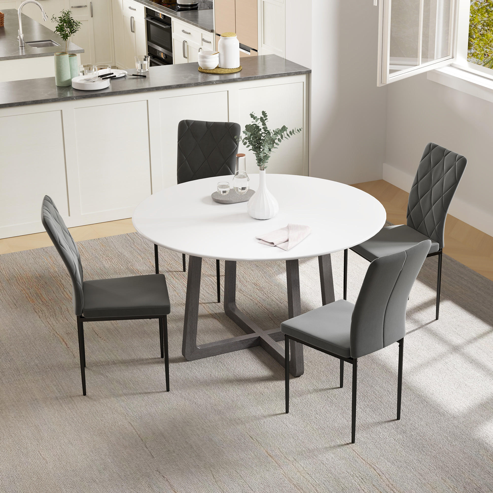 ESSZIMMERSTÜHLE 4er-Set - Dunkelgrau, Kunststoff (42/95/58cm) - HOMCOM