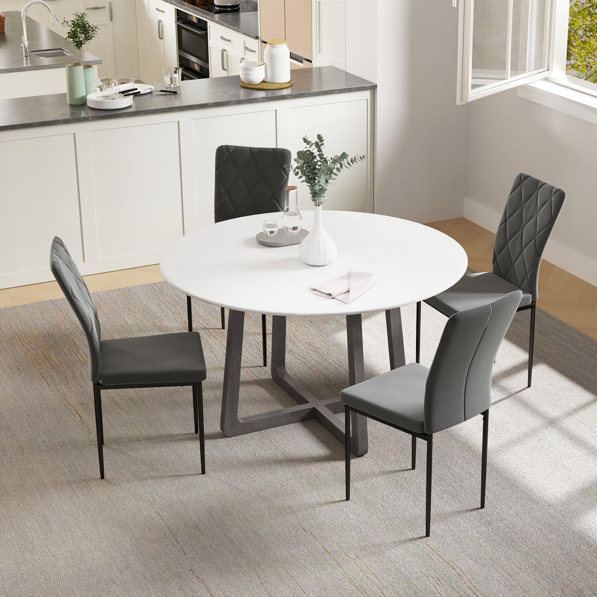 ESSZIMMERSTÜHLE 4er-Set - Dunkelgrau, Kunststoff (42/95/58cm) - HOMCOM