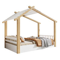 KINDERBETT 90/200 cm in Hausform aus Kiefer und MDF in Weiß/Natur - Weiß, Holz (90/200cm) - BEAOK