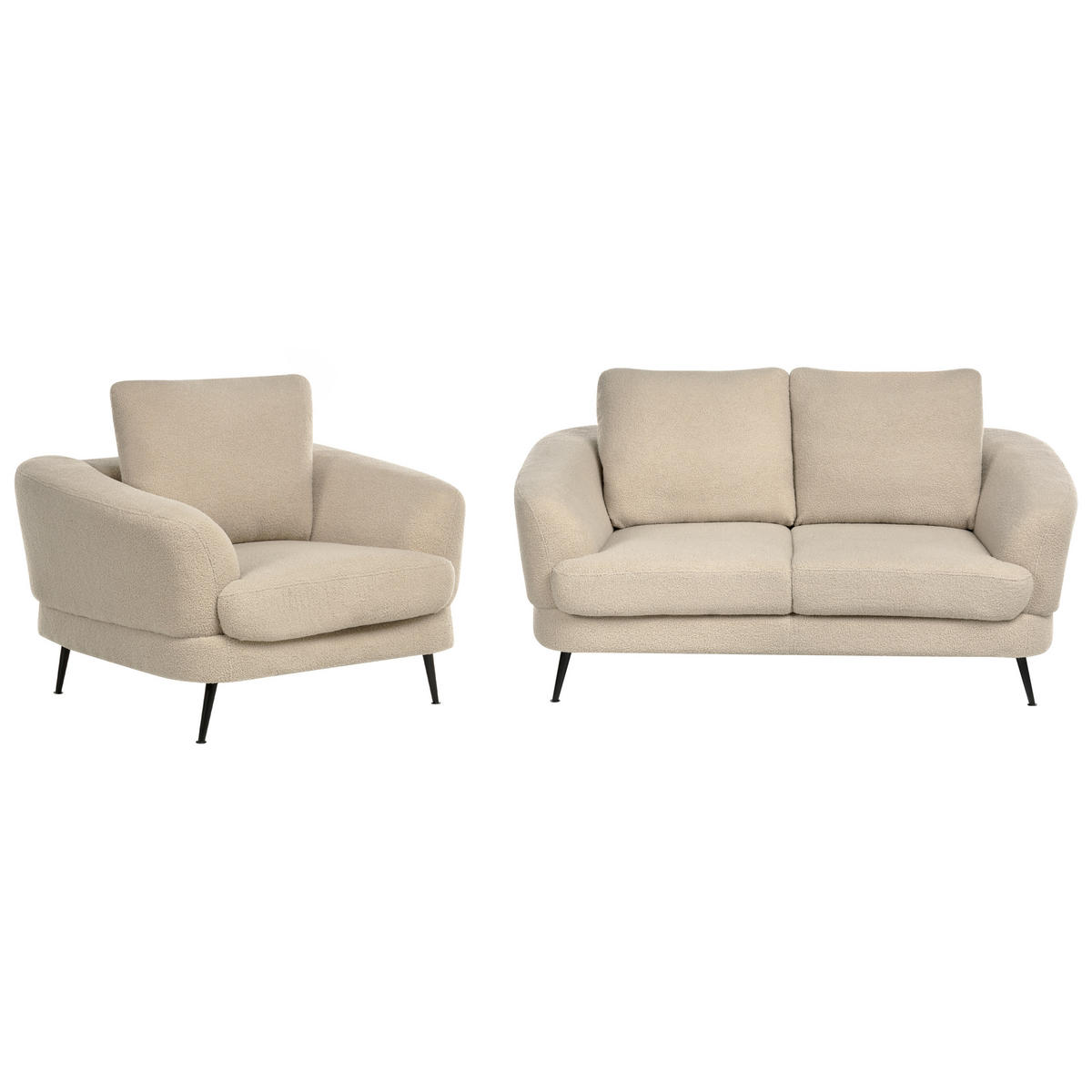 SADA POHOVEK 3-místná Bouclé Světle béžová Kjaer - černá/béžová, textil (155/100/100cm) - Beliani