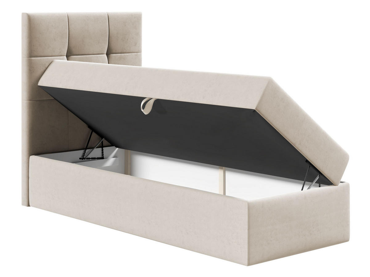 BOXBETT Mini 2, Seite zum Öffnen des Bettkastens: Links - Rot, Holz (90/200cm) - MIRJAN24