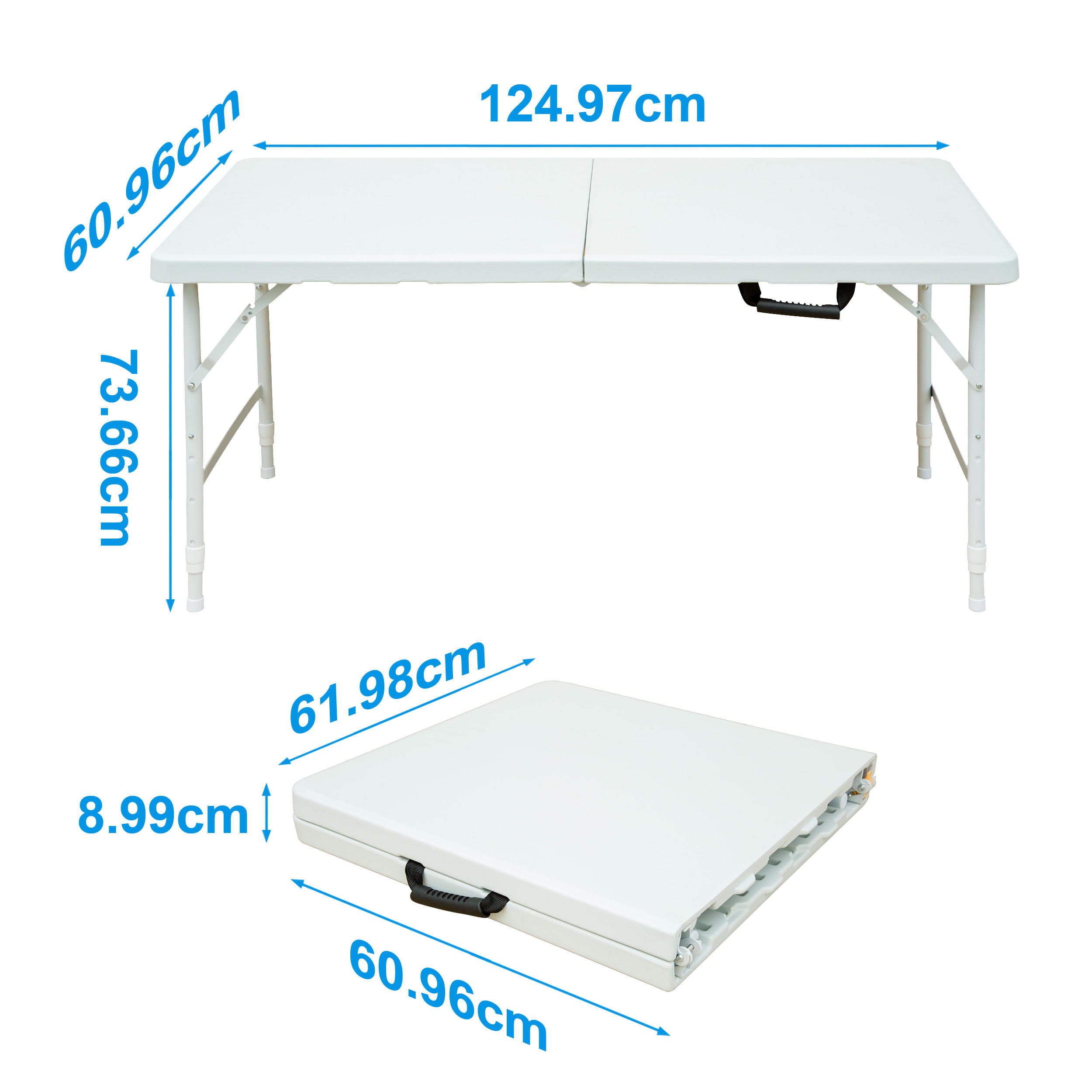 Thumbnail - ComfortXL Klapptisch, Weiß, Kunststoff, 60.96x73.66x124.97 cm, Gartenmöbel, Gartentische, Gartentische
