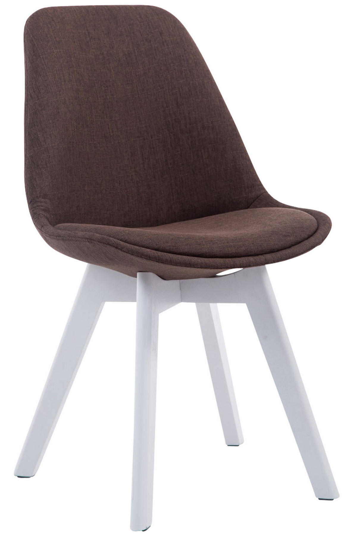 STUHL 4er Set Stoff braun - Weiß/Braun, Holz/Textil (48/84/55cm) - CLP