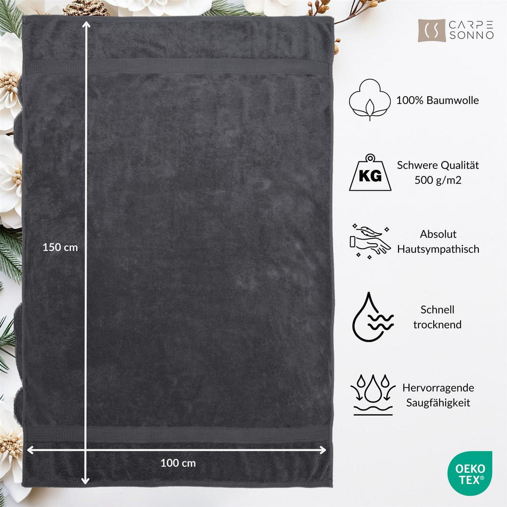 Thumbnail - Carpe Sonno Badetuch, Blau, Textil, Uni, Rechteckig, 100x150 cm, Oeko-Tex® Standard 100, Badtextilien, Badetücher