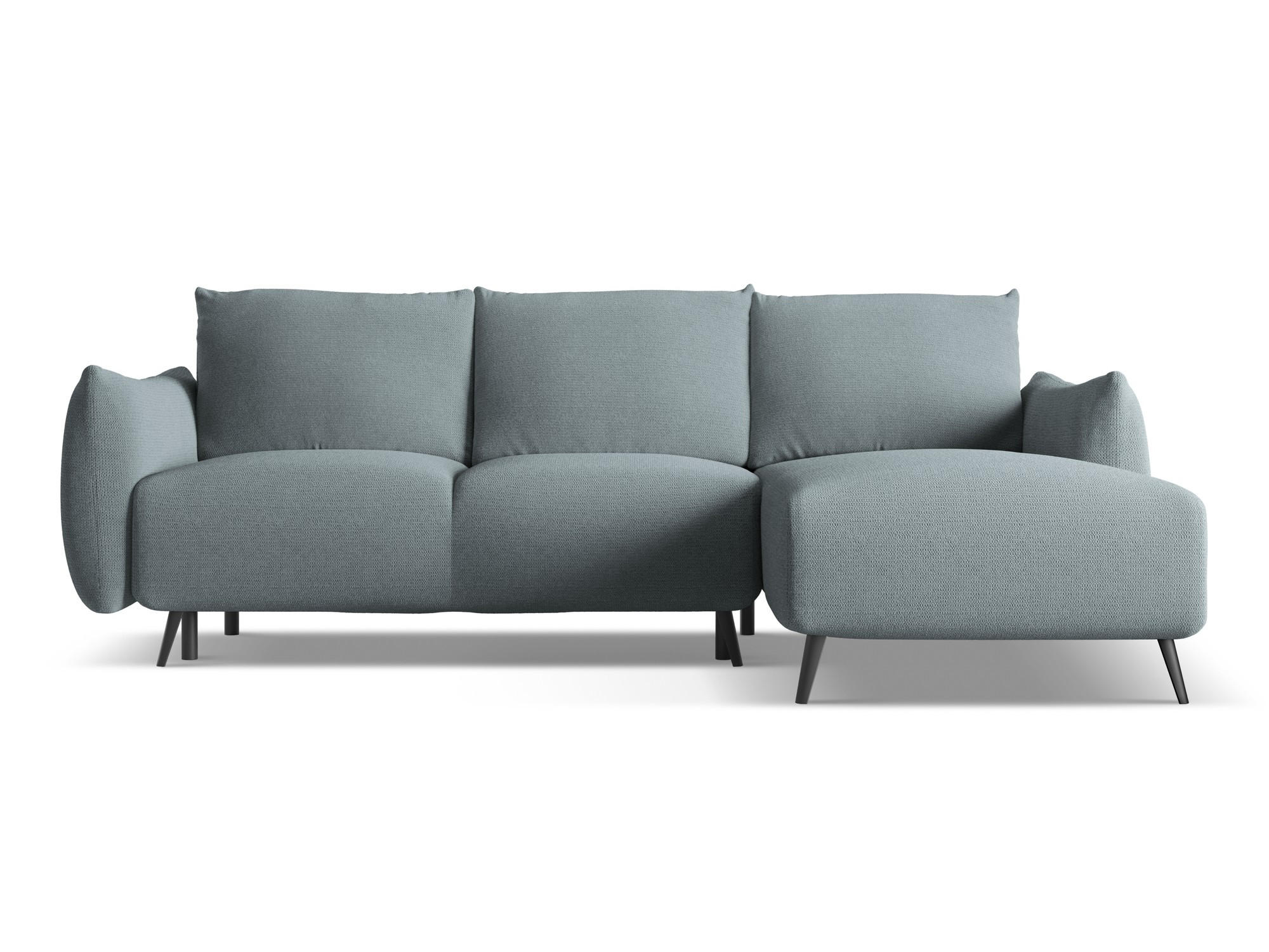 ECKSOFA mit Schlaffunktion Chenille Stoff Blau - Blau/Blaugrau, Textil/Metall (242/162cm) - Makamii