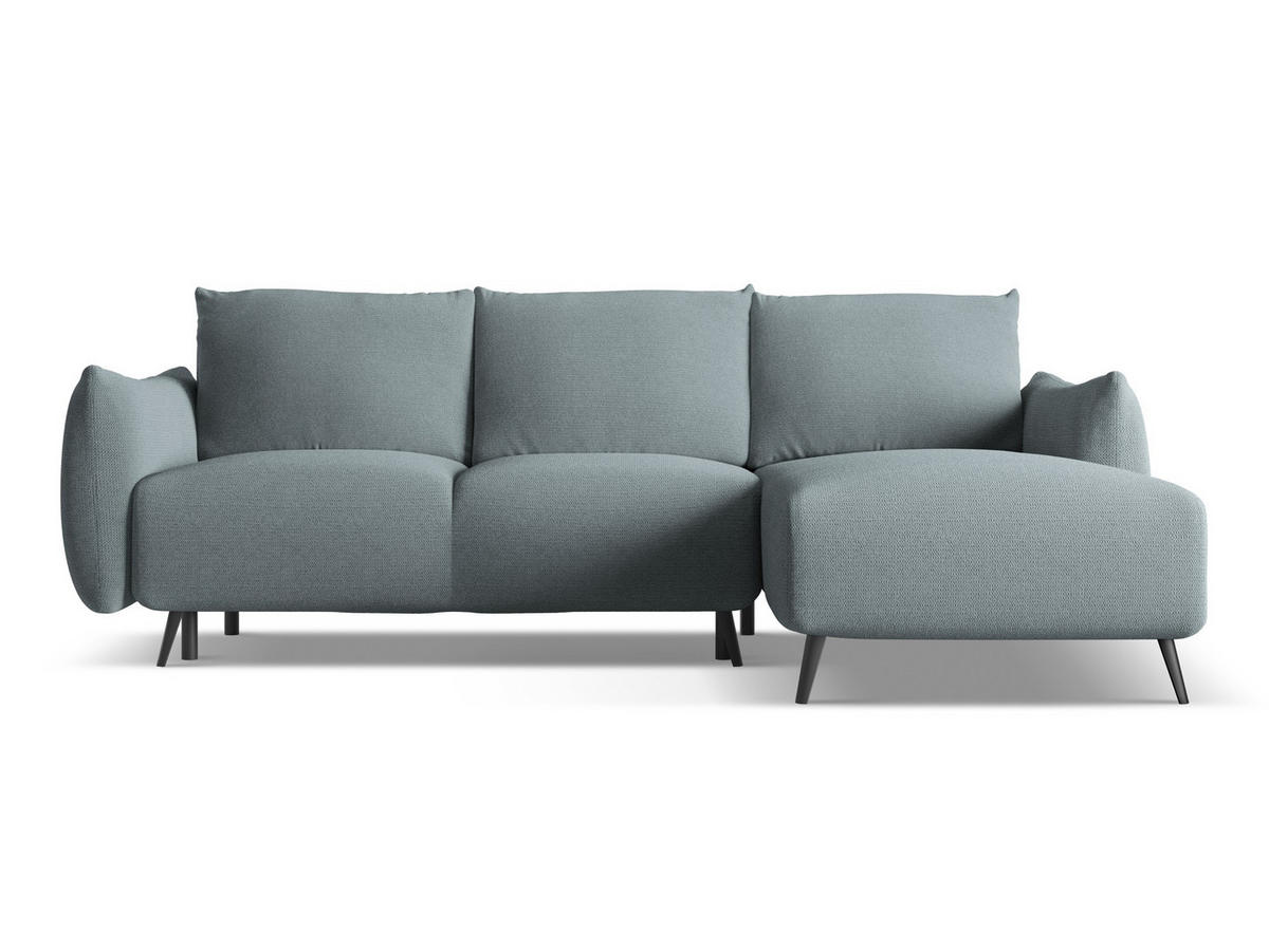 ECKSOFA mit Schlaffunktion Chenille Stoff Blau - Blau/Blaugrau, Textil/Metall (242/162cm) - Makamii