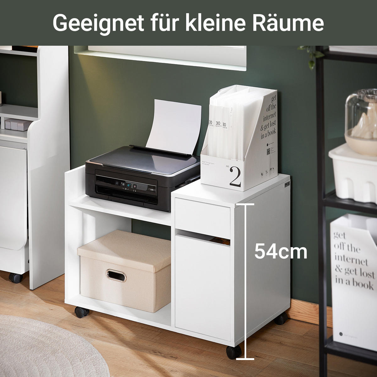 ROLLCONTAINER Weiß - Weiß, Holzwerkstoff (72/54/40cm) - SoBuy