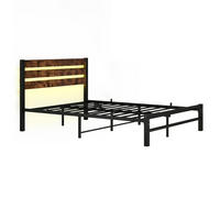 METALLBETT 140/200 cm Braun mit USB-Ladestation und LED-Bettrahmen - Braun, Metall (140/200cm) - Oxeza