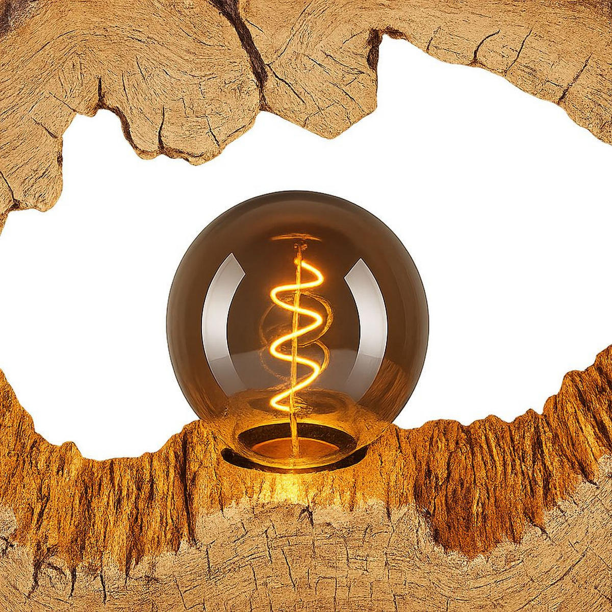 LED TISCHLEUCHTE VINZENZ Braun Holzoptik - Braun, Kunststoff (30.5/8.5/25.5cm) - Globo Lighting