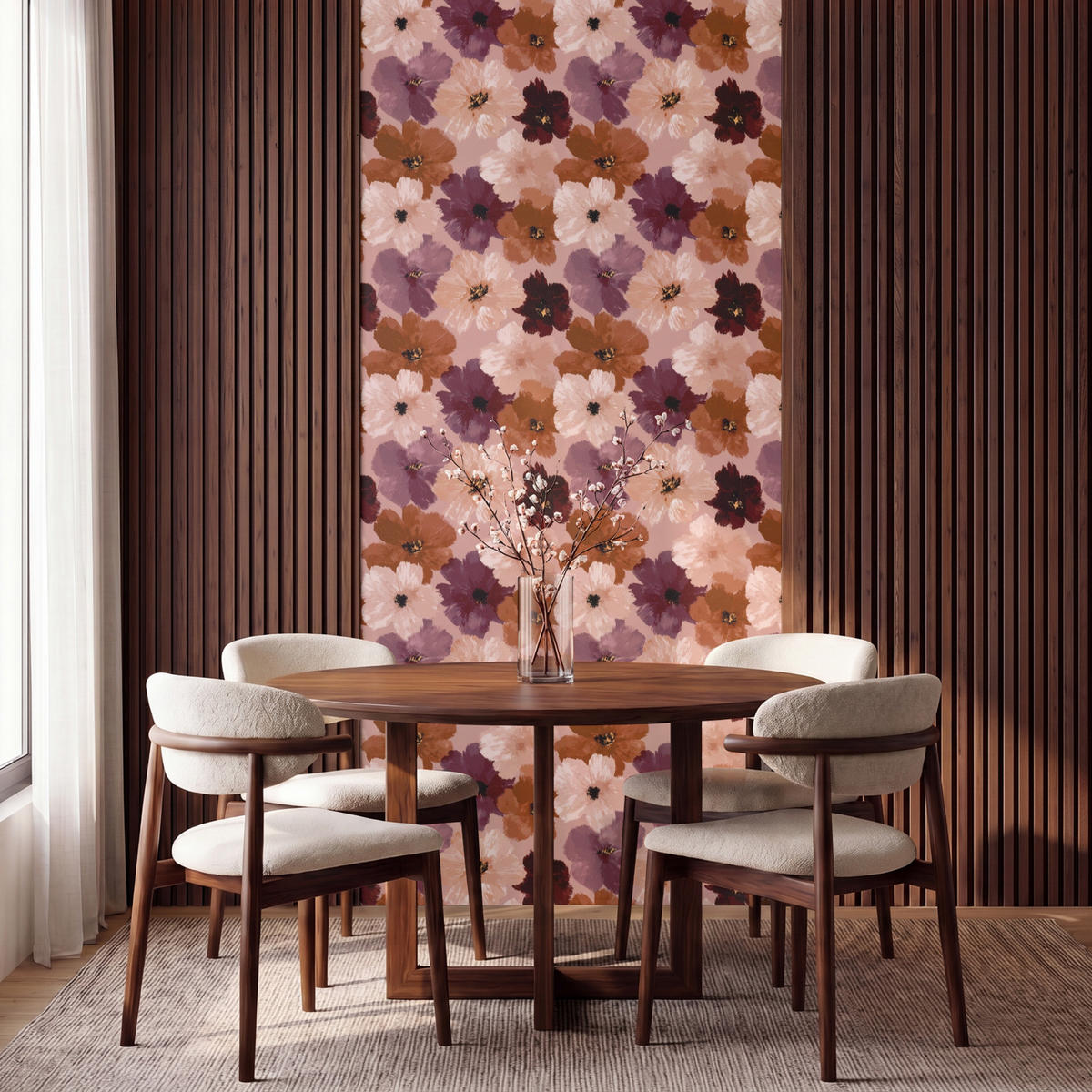 TAPETE - Blumen - Abstrakt - Erdtöne - 140x280 cm - Multicolor, Papier (140/280cm) - OnlyWow