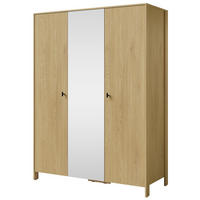 DREHTÜRENSCHRANK mit Spiegel Ethan 3D 150 Eiche Cremona - Eichefarben/Schwarz, Holzwerkstoff/Metall (148/200/60cm) - mzm24