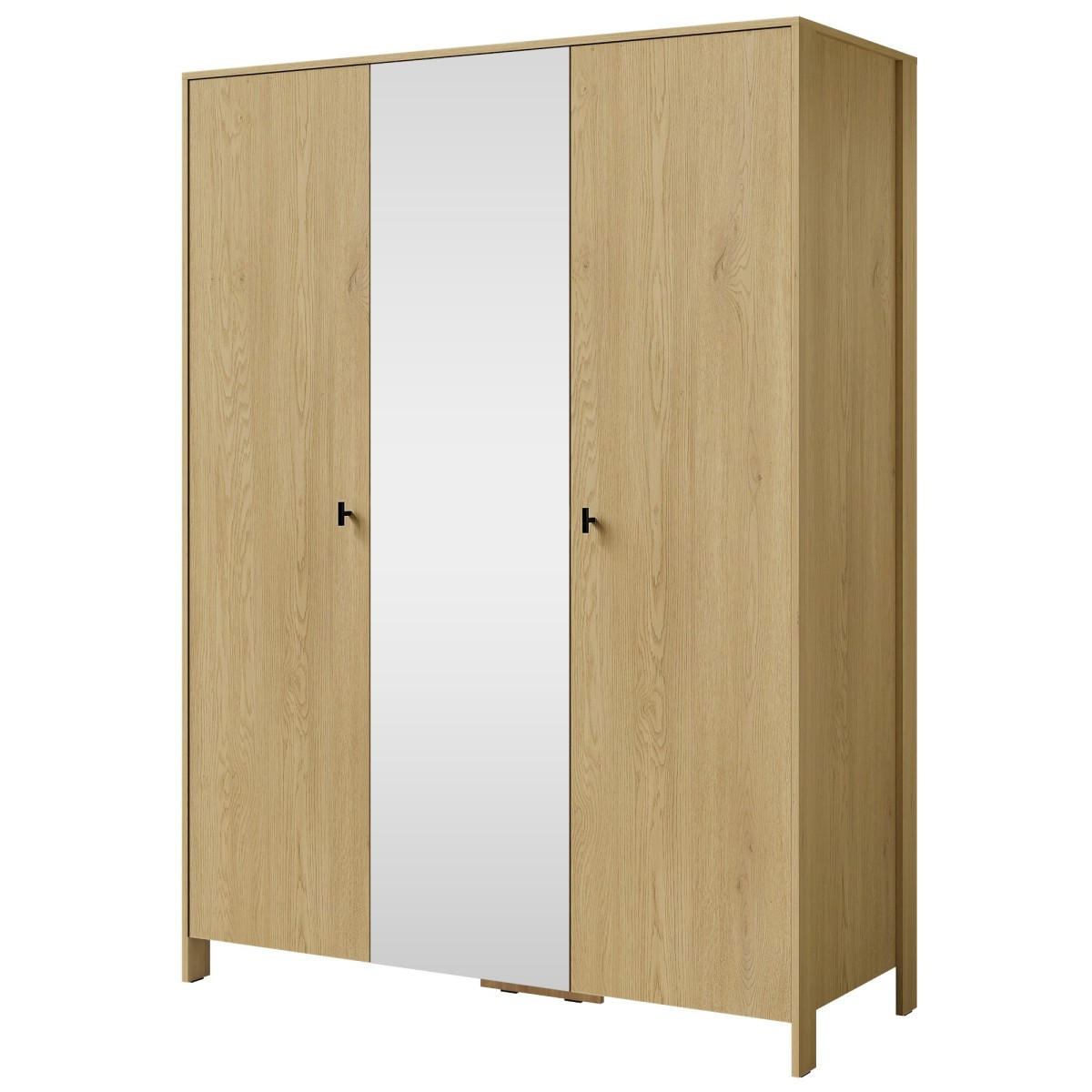 DREHTÜRENSCHRANK mit Spiegel Ethan 3D 150 Eiche Cremona - Eichefarben/Schwarz, Holzwerkstoff/Metall (148/200/60cm) - mzm24