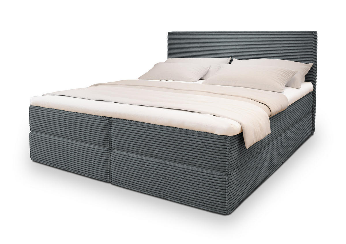 POSTEL BOXSPRING PELLIO 180x200 cm, s matrací a úložným prostorem, šedá - šedá, kompozitní dřevo/textil (180/200cm) - MASSENO