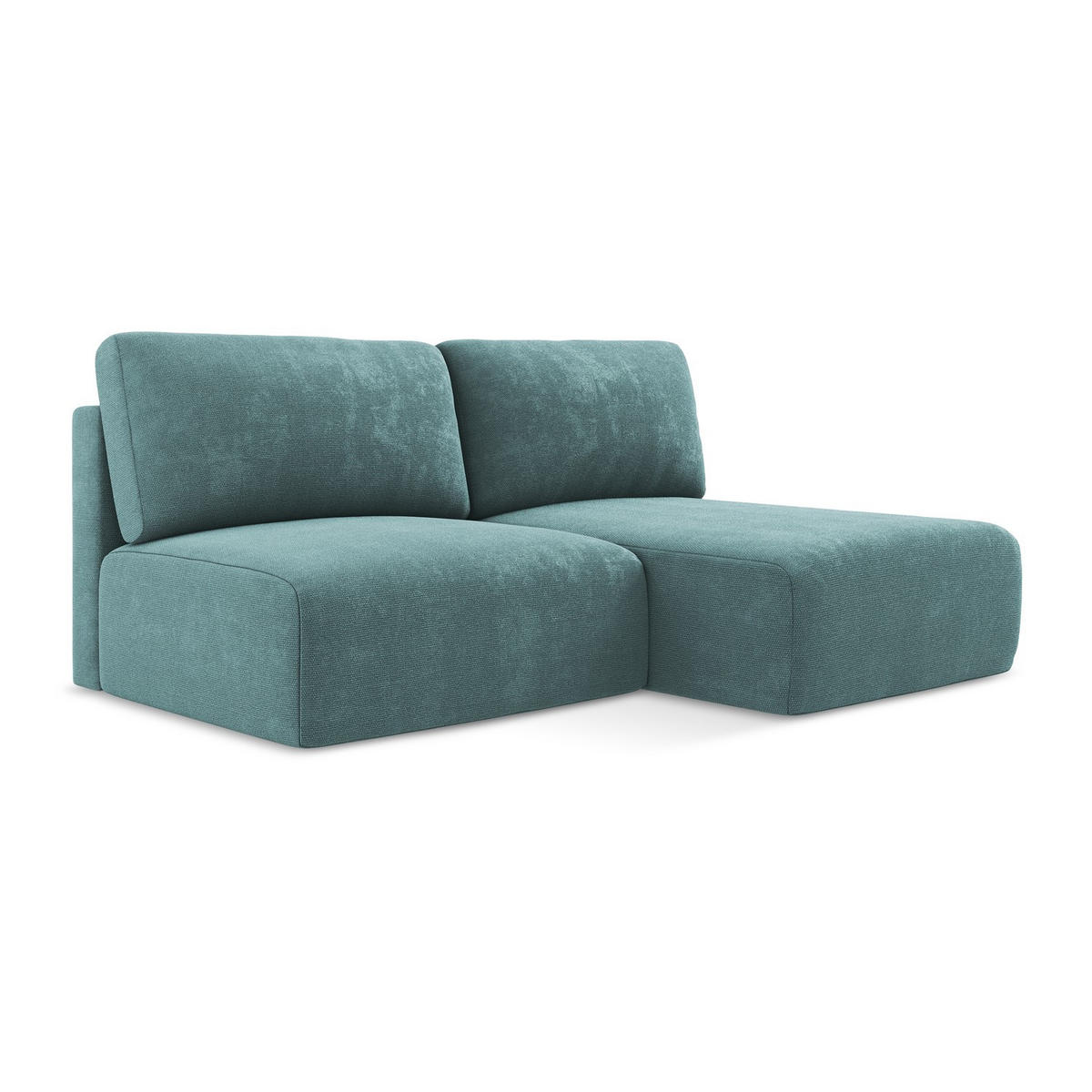 ECKSOFA mit Schlaffunktion rechts Chenille Stoff Blau - Blau/Beige, Kunststoff/Textil (210/149cm) - LaMiaSofa