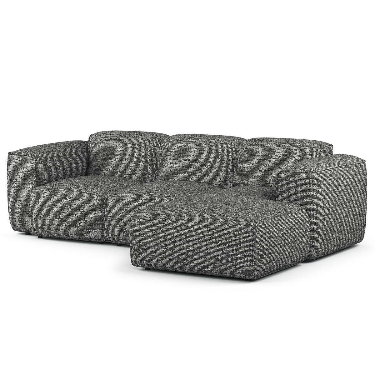 3-SITZER ECKSOFA mit Longchair - Schwarz/Grau, Kunststoff/Textil (251/173cm) - home24
